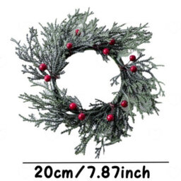 Amorly 6Pcs Christmas Candle Ring Wreaths, Holly Leaves Red Berry Mini Wreaths, Decor For Pillar Candles, Kitchen Cabinet And Indoor - thumbnail 8