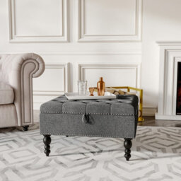 Darphe Square Tufted Linen Storage Ottoman 74Cm W X 74Cm D X 44Cm H