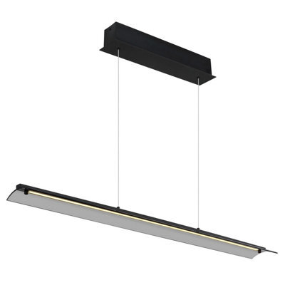 Luminosa Lighting Luminosa Muriella Bar Pendant Ceiling Light Matt Black Smoke Glass Shade Led 3000K - image 1