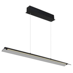 Luminosa Lighting Luminosa Muriella Bar Pendant Ceiling Light Matt Black Smoke Glass Shade Led 3000K