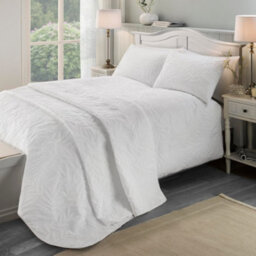 Serene Luana White Microfibre Pinsonic 3D Floral Design Duvet Cover Set