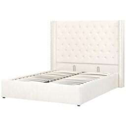Beliani Ottoman Bed Velvet Lubbon 140 X 200 Cm (Eu Double) Off-White - thumbnail 4