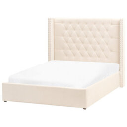 Beliani Ottoman Bed Velvet Lubbon 140 X 200 Cm (Eu Double) Off-White - thumbnail 6