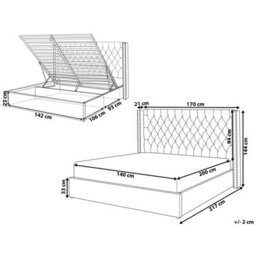 Beliani Ottoman Bed Velvet Lubbon 140 X 200 Cm (Eu Double) Off-White - thumbnail 3