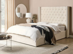 Beliani Ottoman Bed Velvet Lubbon 140 X 200 Cm (Eu Double) Off-White - thumbnail 2