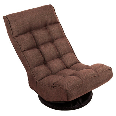 Folding Floor Sofa Chair 360 Degree Swivel Floor Lazy High Back Sponge Recliner Chair No Assembly (Brown) - image 1