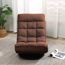 Folding Floor Sofa Chair 360 Degree Swivel Floor Lazy High Back Sponge Recliner Chair No Assembly (Brown) - thumbnail 2