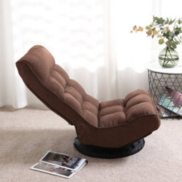 Folding Floor Sofa Chair 360 Degree Swivel Floor Lazy High Back Sponge Recliner Chair No Assembly (Brown) - thumbnail 3