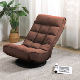 Folding Floor Sofa Chair 360 Degree Swivel Floor Lazy High Back Sponge Recliner Chair No Assembly (Brown) - thumbnail 4