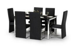 Ashfield Chrome And Black Glass Dining Set (Table + 4 Chairs) - thumbnail 1