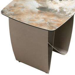 Angel Cerda Elegant Square Corner Table In Porcelain Marble And Taupe Steel - thumbnail 4