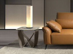 Angel Cerda Elegant Square Corner Table In Porcelain Marble And Taupe Steel - thumbnail 2