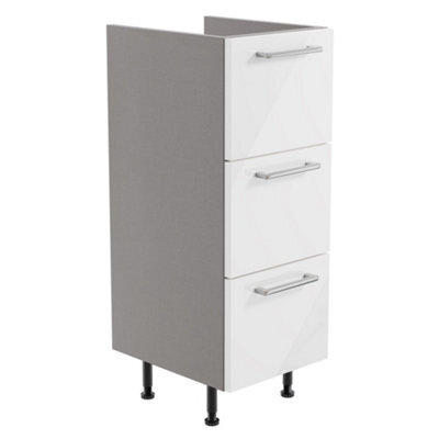 Ennis Gloss White Modern Freestanding Bathroom & Wet Room 3 Drawer Base Unit (W)295mm (H)820mm - image 1