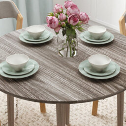 Homcom Foldable Dining Table, Round Drop Leaf Table, Wood Legs, Grey - thumbnail 8