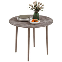 Homcom Foldable Dining Table, Round Drop Leaf Table, Wood Legs, Grey - thumbnail 2