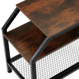 Tectake Bedside Table Plymouth - Industrial Style, With 2 Shelves, Grid Shelf, 36.5 X 58.5 X 59.5 Cm - Industrial Wood Dark, Rustic - thumbnail 6