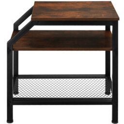 Tectake Bedside Table Plymouth - Industrial Style, With 2 Shelves, Grid Shelf, 36.5 X 58.5 X 59.5 Cm - Industrial Wood Dark, Rustic - thumbnail 3