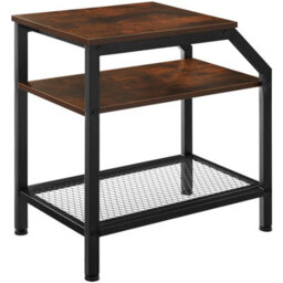 Tectake Bedside Table Plymouth - Industrial Style, With 2 Shelves, Grid Shelf, 36.5 X 58.5 X 59.5 Cm - Industrial Wood Dark, Rustic - thumbnail 2