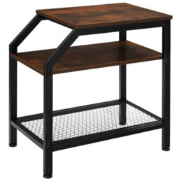 Tectake Bedside Table Plymouth - Industrial Style, With 2 Shelves, Grid Shelf, 36.5 X 58.5 X 59.5 Cm - Industrial Wood Dark, Rustic - thumbnail 1