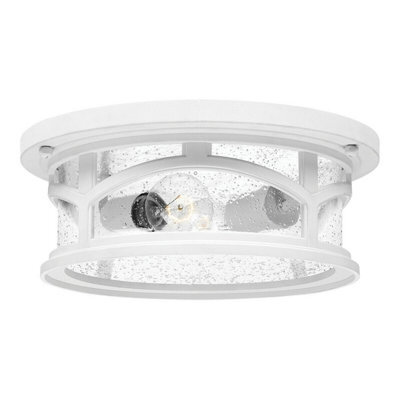 Stylish Outdoor Ip44 1-Bulb White Led Flush Light For Low Ceilings - image 1