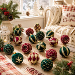 Amorly 16Pack Velvet Christmas Baubles, 3.15 Inch Golden Glitter Hanging Ornaments For Christmas Tree, Holiday Party Decoration - thumbnail 6