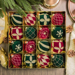 Amorly 16Pack Velvet Christmas Baubles, 3.15 Inch Golden Glitter Hanging Ornaments For Christmas Tree, Holiday Party Decoration - thumbnail 3