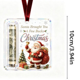 Amorly 3 Pack Christmas Acrylic Cash Holder Ornament Money Holder Hanging Decoration For Christmas Tree Gift - thumbnail 2