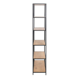 Wyld Haus El Paso Asymmetrical Bookcase   Black Metal Frame With Wild Oak Veneer, 5 Shelves - thumbnail 4