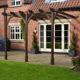 Rutland County Garden Furniture Wall Mounted Premium Pergola 3 Posts - Wood - L420 X W540 X H270 Cm - Rustic Brown - thumbnail 4