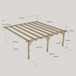 Rutland County Garden Furniture Wall Mounted Premium Pergola 3 Posts - Wood - L420 X W540 X H270 Cm - Rustic Brown - thumbnail 5