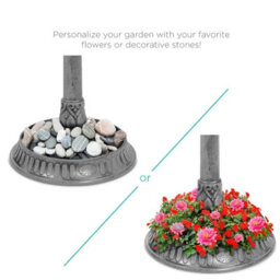 Gr8 Garden Grey Pedestal Bird Bath Feeder Planter Solar Light Garden Feeding Table Station - thumbnail 9