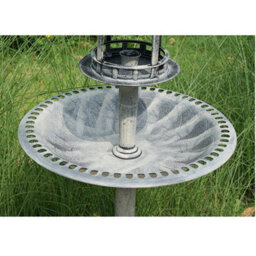 Gr8 Garden Grey Pedestal Bird Bath Feeder Planter Solar Light Garden Feeding Table Station - thumbnail 4