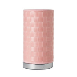 Litecraft Sovin Chrome Cylindrical Table Lamp With Pink Shade - thumbnail 2