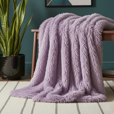 Cuddly Extra Fluffy Throw Ultra Soft Plush Blanket For Sofa Bed Home Decor Lilac 150X200Cm - image 1