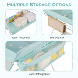Costway Portable Baby Changing Table Foldable Infant Nursery Station With Wheels-Green - thumbnail 9
