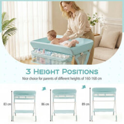 Costway Portable Baby Changing Table Foldable Infant Nursery Station With Wheels-Green - thumbnail 5