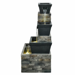 "34.5"" Brick Tiered Outdoor Water Fountain With Warm White Leds Adjustable Flow, Pump Included, Auto Shut Off Sensor" - thumbnail 3