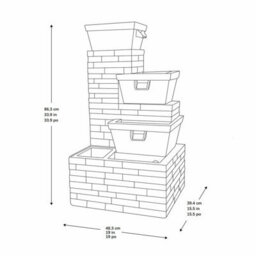 "34.5"" Brick Tiered Outdoor Water Fountain With Warm White Leds Adjustable Flow, Pump Included, Auto Shut Off Sensor" - thumbnail 5