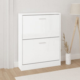Berkfield Shoe Cabinet High Gloss White 59X17X81 Cm Engineered Wood