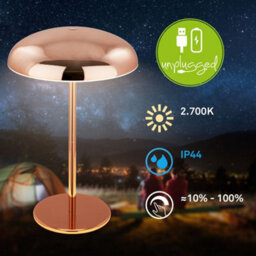 Briloner Copper Table Lamp Led Rechargeable Night Bedside Desk Light Dimmable Cordless - thumbnail 4