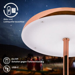 Briloner Copper Table Lamp Led Rechargeable Night Bedside Desk Light Dimmable Cordless - thumbnail 7