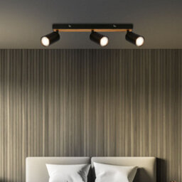 Briloner Gu10 Ceiling Light Black Wood Adjustable 3 Way Spotlight Lamp - thumbnail 7