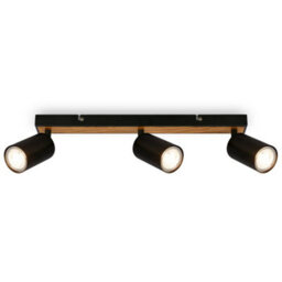Briloner Gu10 Ceiling Light Black Wood Adjustable 3 Way Spotlight Lamp - thumbnail 1