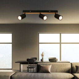 Briloner Gu10 Ceiling Light Black Wood Adjustable 3 Way Spotlight Lamp - thumbnail 6