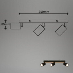 Briloner Gu10 Ceiling Light Black Wood Adjustable 3 Way Spotlight Lamp - thumbnail 8
