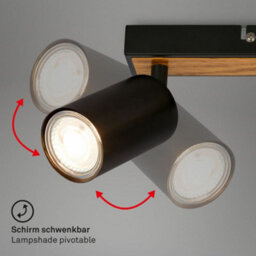 Briloner Gu10 Ceiling Light Black Wood Adjustable 3 Way Spotlight Lamp - thumbnail 5