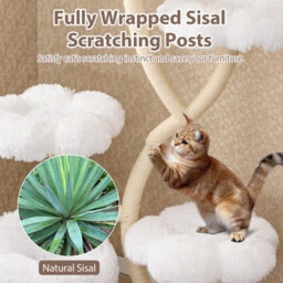 Costway Freestanding Cat Tower 162 Cm Tall Cat Tree W/ Flower-Shaped Platforms-White - thumbnail 6