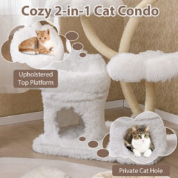 Costway Freestanding Cat Tower 162 Cm Tall Cat Tree W/ Flower-Shaped Platforms-White - thumbnail 8