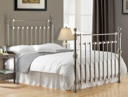 "TL Beds Chrome Squared Metal Bed Frame - Double 4Ft 6"""