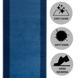 Bravich Hard Wearing Hessian Backed Stair Runner Kitchen Mat - Texas Navy Border - 60X540Cm (2'x18') - thumbnail 3